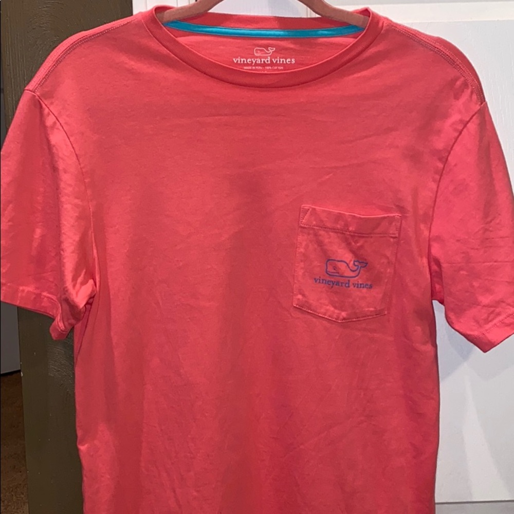 Vineyard Vines Pink Short Sleeve Tee with Blue Logo